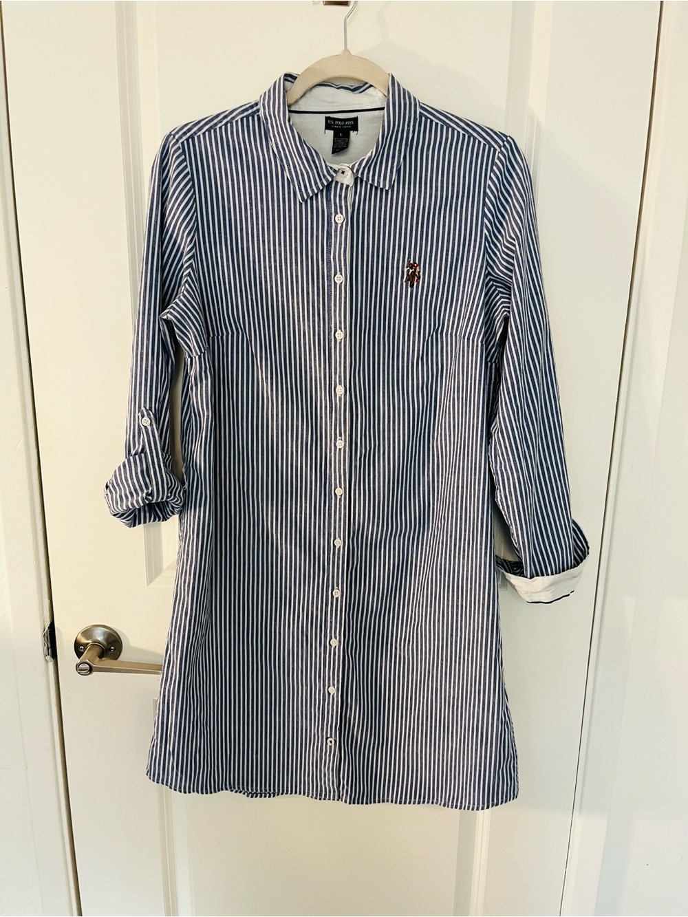 US Polo Association Blue and White Striped Dress